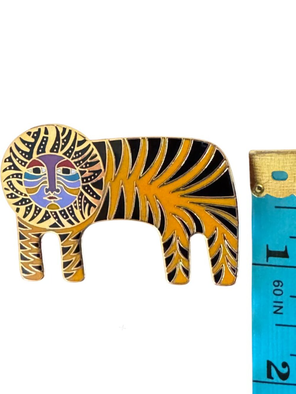 Laurel Burch Tiger Brooch Gold Tone Enamel Cat Pin Vintage Signed - Picture 6 of 8
